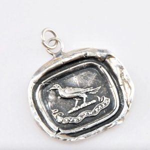 Pyrrha Sterling Silver Live in Peace Wax Seal Talisman Pendant